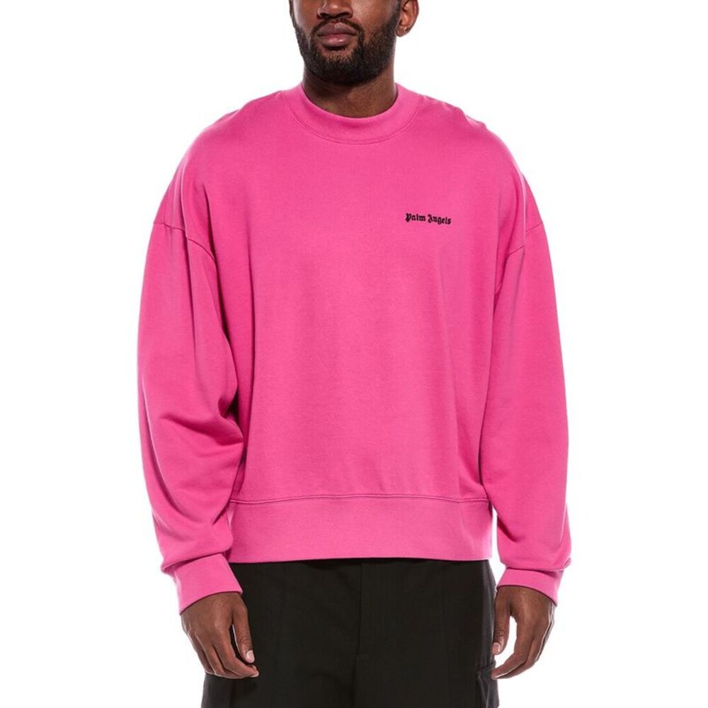 Palm Angels Mens Crewneck Sweatshirt, Pink